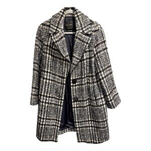 Massimo Dutti Black and blue wool Coat with Classic Plaid Design